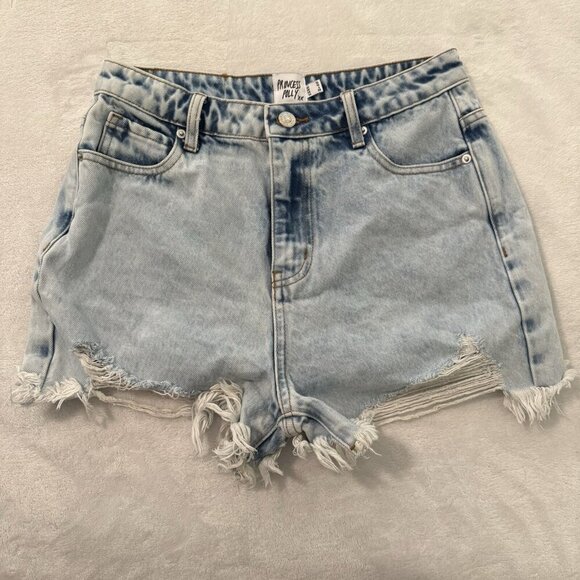 Princess Polly Cutoff Denim Shorts Womens Size 6 Light Wash 90s Style Jorts - Picture 8 of 9
